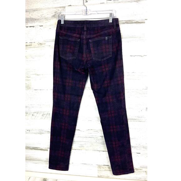 Joe’s Womens 27 Burgundy Midnight Port Plaid Corduroy The Skinny Fit Pants - Picture 2 of 6